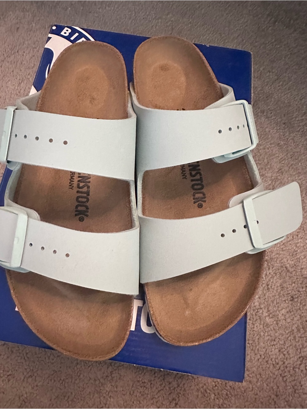 Birkenstock women’s Double Strap Sandal in Pale Blue
